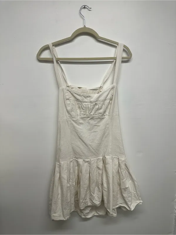 Free People Azasia Mini Dress - Ivory - Open Back - Size L - Image 9