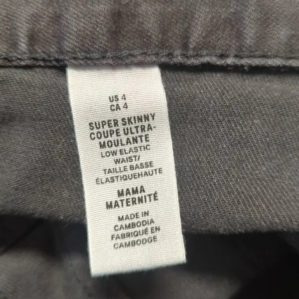 H&M &Denim Woman's Size‎ 4 Black Super Skinny Pull-on Maternity Pants Raw Hem - Image 9