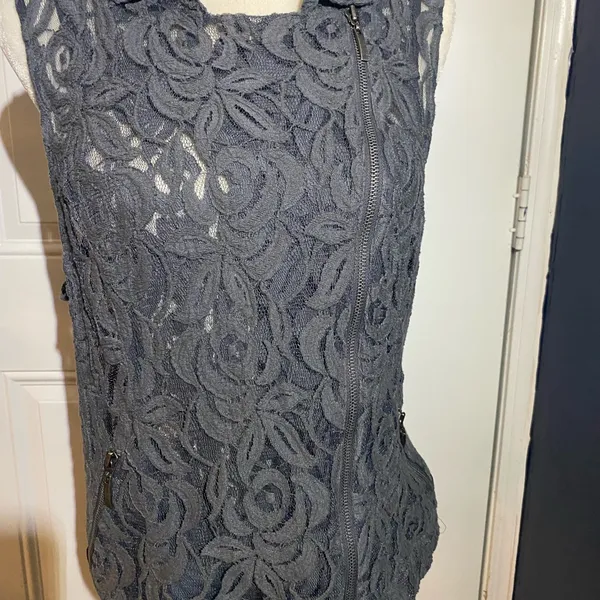 INC Slate Gray Lacy Vest Top Silver Size XL - Image 5