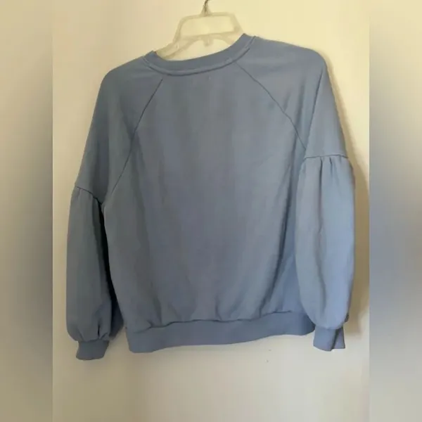 Aerie PARTY Sequin Graphic Crewneck Sweatshirt Light Blue Size M - Image 12