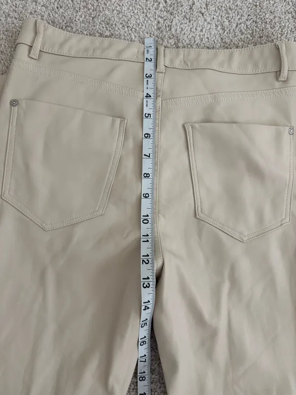 Cream Zara Faux Leather Straight Leg Jeans - Image 6