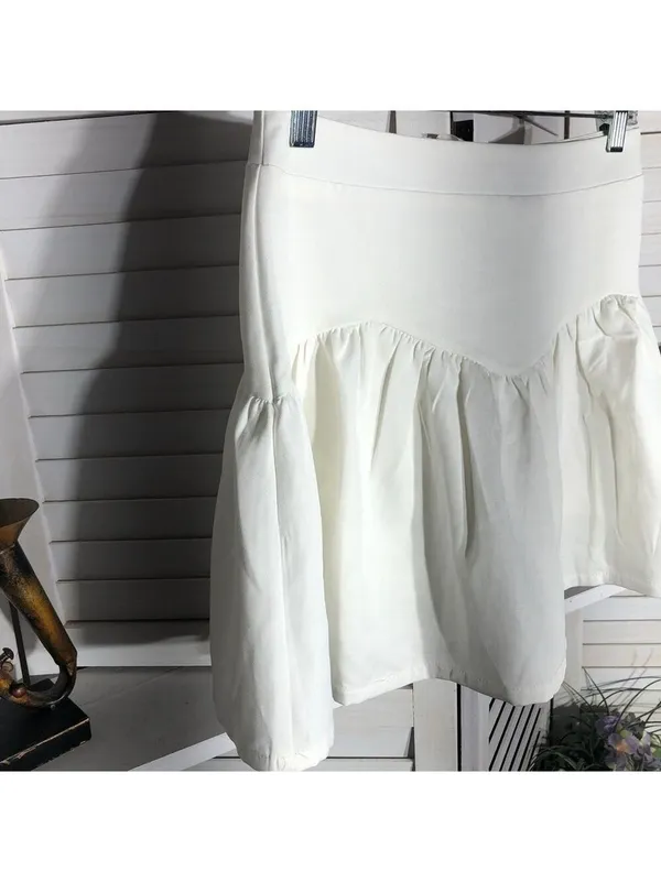 Princess Polly Tennis Mini Skirt Flouncy Hemline Back Zip Cotton White Women’s 6 - Image 5