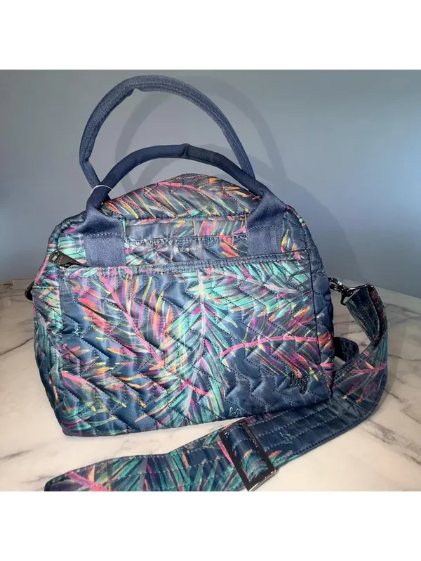 Lug Jive Tropical Multicolor Quilted Crossbody Bag Tote Handbag 10x10 Blue Green - Image 2