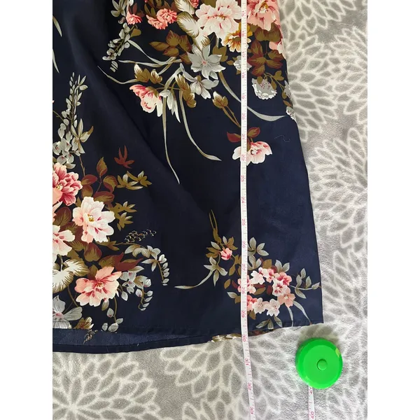 Navy Blue Floral Off the Shoulder Mini Dress Small Tie Sleeve Boho‎ Chic Summer - Image 4