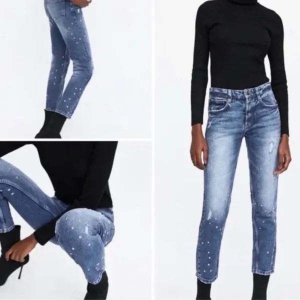 Zara‎ women's Star-Studded Denim Jeans - Image 2