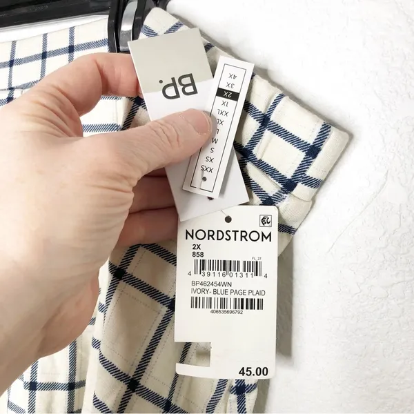 bp Amanda Tennis Mini Skirt Windowpane Print Beige Blue Size 2X NWT - Image 5