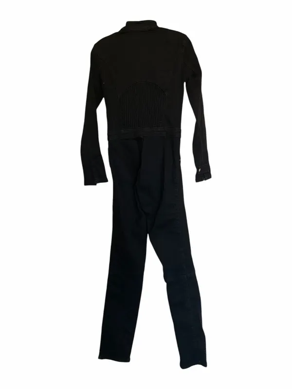 NWT ZARA Black Zip Denim Jumpsuit Long Sleeve Moto Utility XS 8197/247 Stretch - Image 8