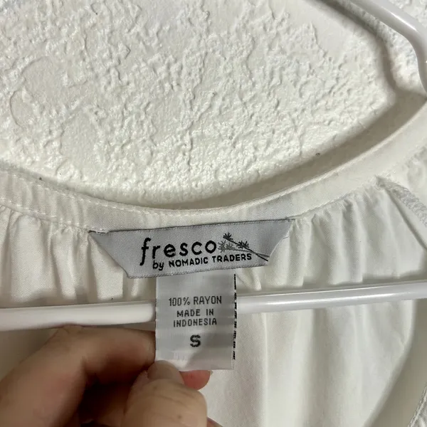 Fresco Eyelet Blouse Womens Size Small White Rayon - Image 3
