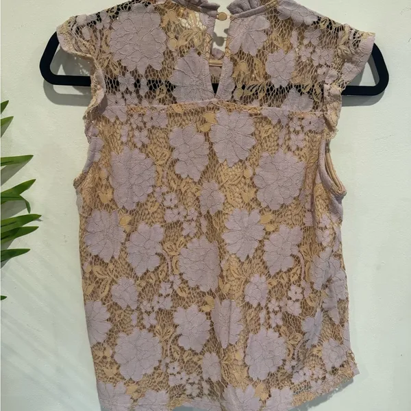 Monteau Gold and Cream Lace Floral Blouse - Image 3