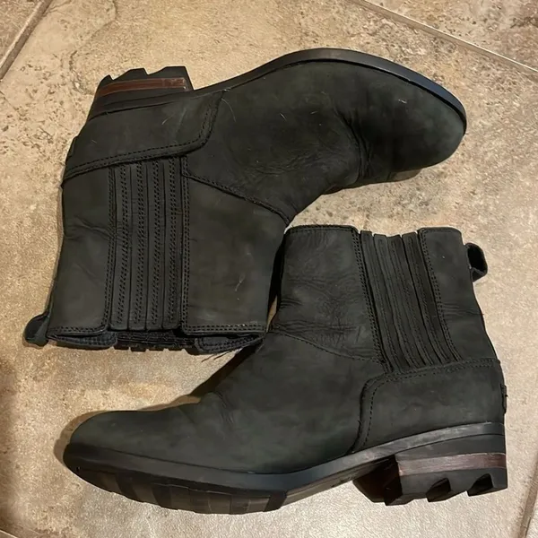 Sorel Lolla Black Leather Chelsea Ankle Boots Womens Size 8.5 NL3078-010 - Image 7