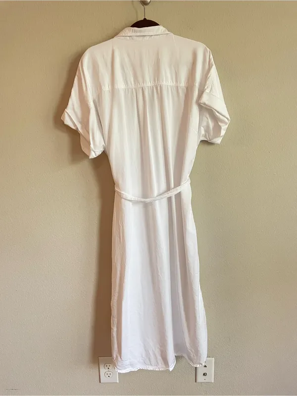 Aritzia Babaton Network Relaxed Drapey Twill Button Up Midi Dress Size L - Image 9