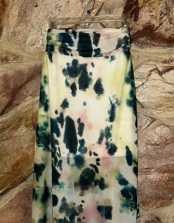 Commense Tie Dye Print Halter Backless Skirt Set size xs Green - Image 6