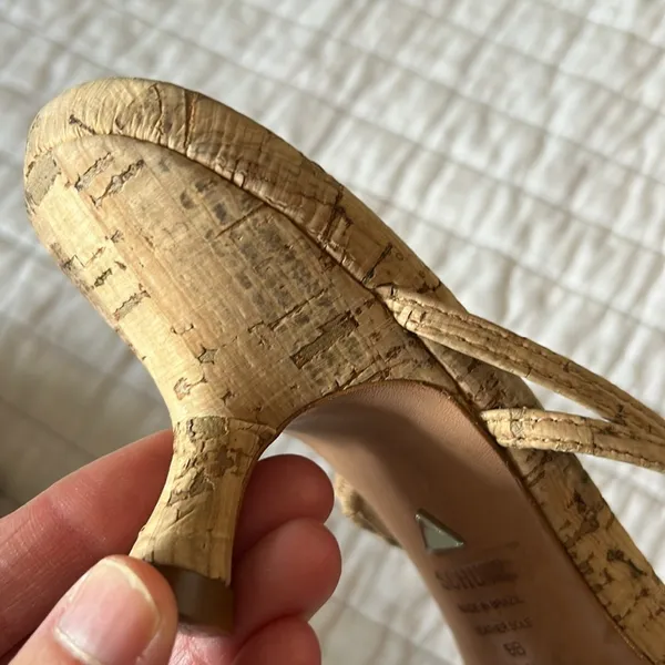 Schutz anthro Evenise strapy 90’s Y2K Kitten Heel Sandals Natural cork size 9 - Image 16