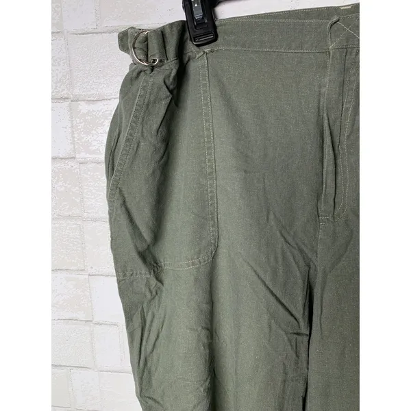 Sag Harbor Sport Capri Pants Woman Olive Green Womens 16W Linen‎ Zip Lagenlook - Image 4