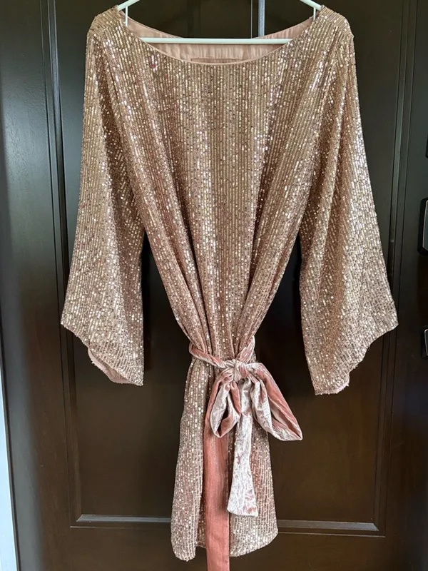 Anthropologie Starling Sequined Tunic Dress Gold Size XL - Image 4