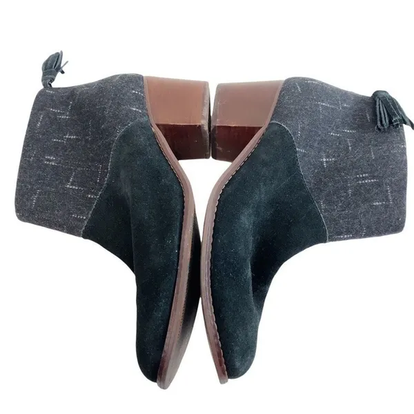 TOMS Gray Ankle Heels Boots Sz 9 Zip‎ Back Tassel Women's - Image 9