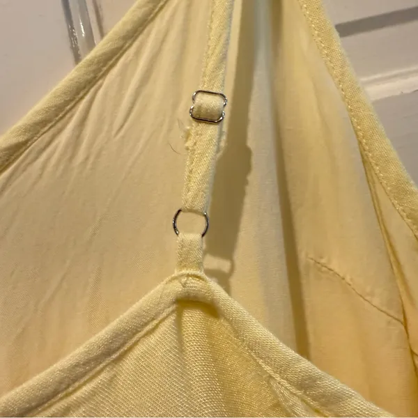 Cloud Ten Babydoll Mini Dress Frayed Hem Linen Blend Summer Yellow‎ Size Medium - Image 5