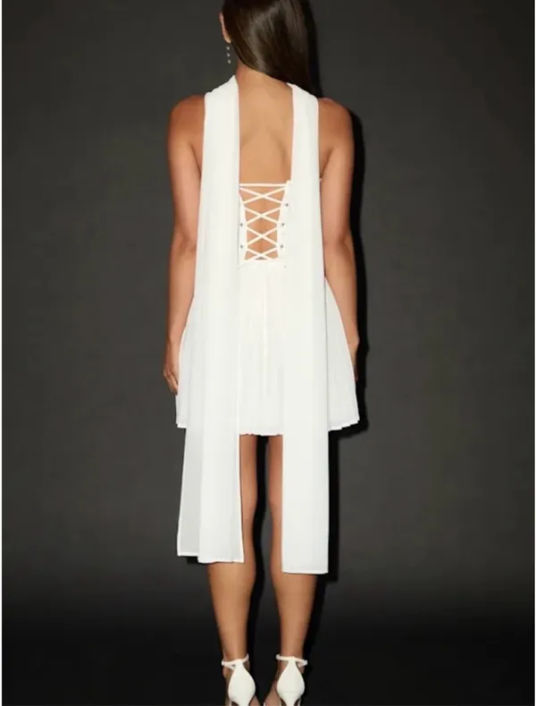 White lulus dress with scarf  - Image 3