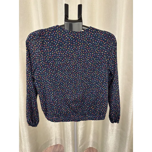 Madewell Lyric Wrap Top in‎ Sugar Dot - Navy Multi - Size Small - Image 2