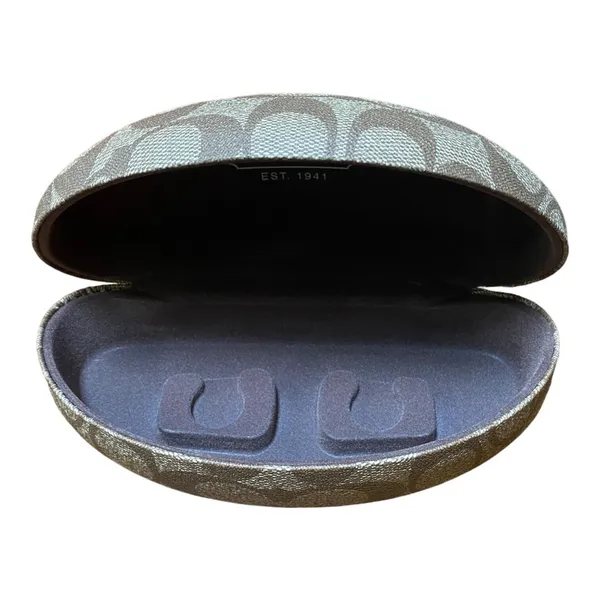 Coach Signature C Khaki Brown Hard Clamshell Eyeglass Sunglasses Case Canvas - Image 2