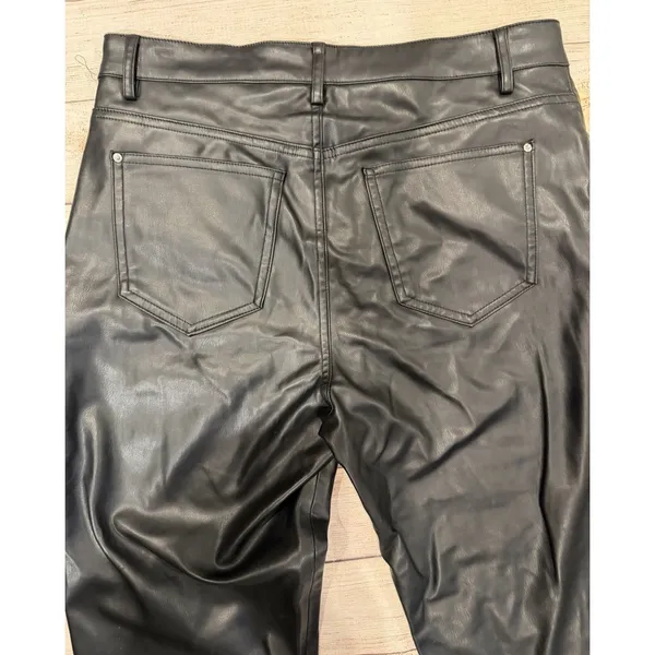 Zara black faux vegan leather mini flare pants NWT Size 8 - Image 4