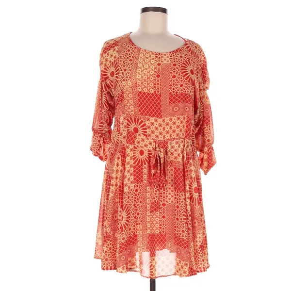 Anthropologie Eva Franco Tasari Orangs Patchwork Mini Dress Size 8 Boho Indie - Image 2