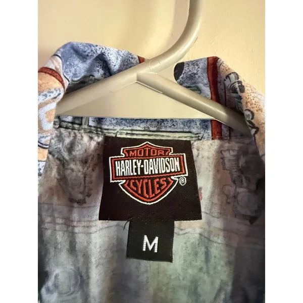 Harley-Davidson Womens All Over‎ Print Motorcycle Sleeveless Button Down Shirt M - Image 2