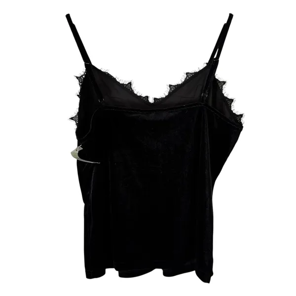 Allegra K Velvet Cami Top Lace Trim‎ Sleeveless Tank Top Black XL - Image 2