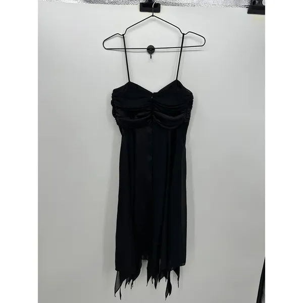 Y2K Whimsigoth Midi Dress Sz 4 Handkerchief Hem Grunge Dark Romantic‎ Fairy - Image 2