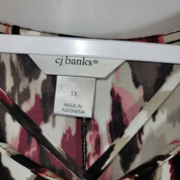 Christopher & Banks CJ Banks Plus Size 1X Maxi Dress Sleeveless Abstract Geometric Jersey Knit - Image 2