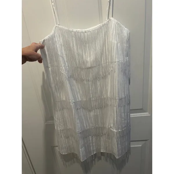 New Women’s A New Day Fringes Lined Dress Stretchy White size Xs - Image 6