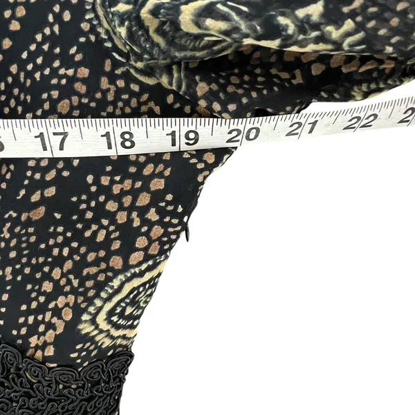 ICE Y2K Silk Babydoll Top Womens L Black Abstract Paisley Lined Whimsigoth Boho‎ - Image 8