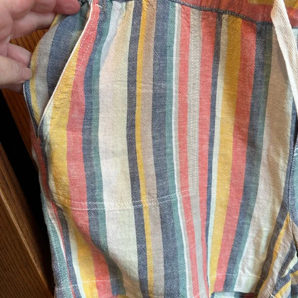 Caslon Nordstrom Rack Linen Shorts Size L Rainbow Stripe New NWT Drawstring - Image 3