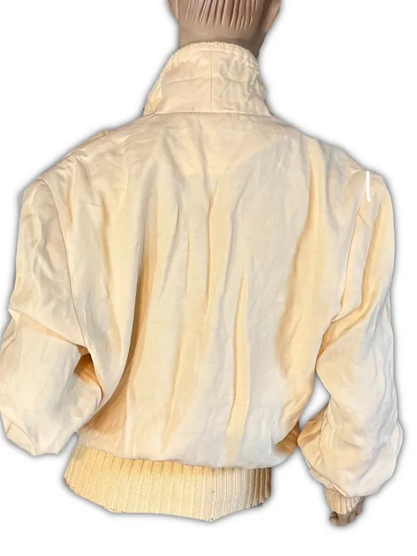 Side Effects Vintage 1990'S Yellow Cream Embroidered V Neck Pullover Sweater (M) - Image 7