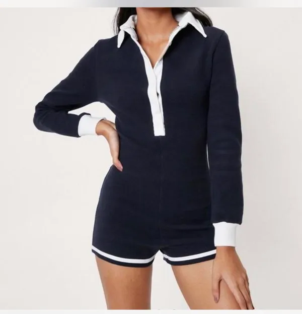 Nasty Gal Navy and White Polo Romper - Image 6