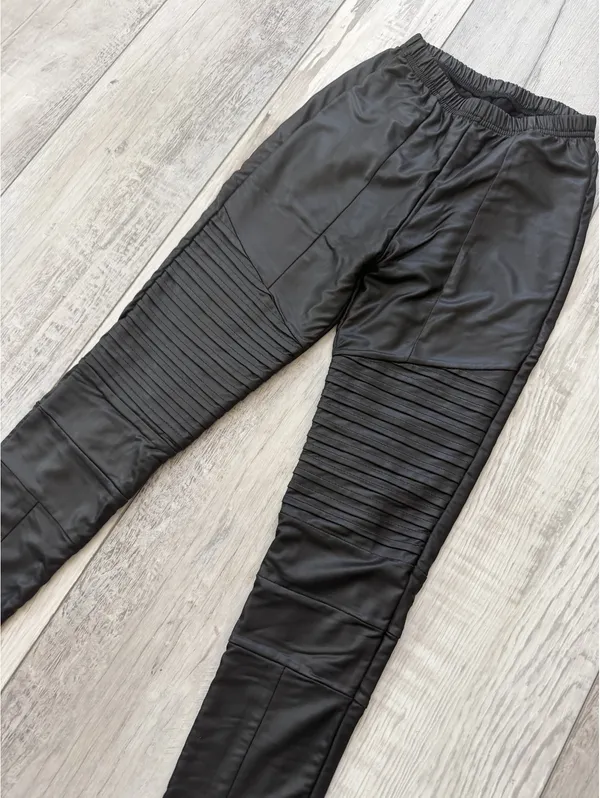 Revolve PLUSH Faux Leather Moto Grunge Scandi Minimal Fleece Lined Leggings xs - Image 2