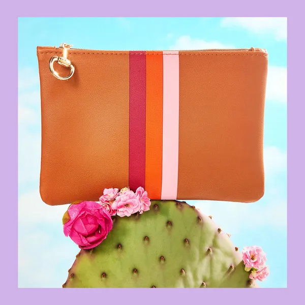 NEW Ipsy Striped Tan Cosmetic Bag - Image 4
