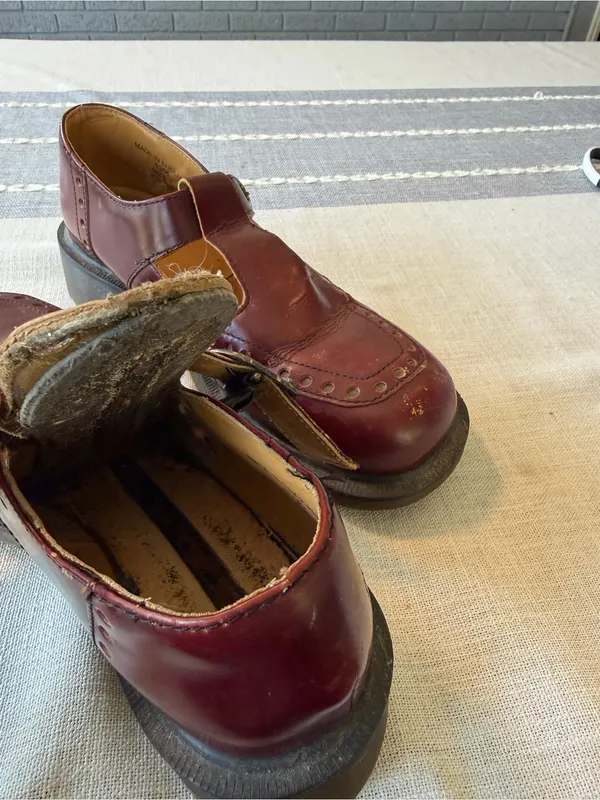 RARE Vintage Dr. Martens 8306 Cherry Red Oxblood T-Strap Made in England Size 9 - Image 8