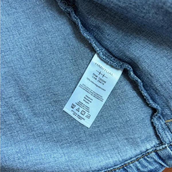 Habitual Wide Draped Lapel Denim Jacket Buckle Cuffs Medium Wash Sz M 💛🍄 - Image 10