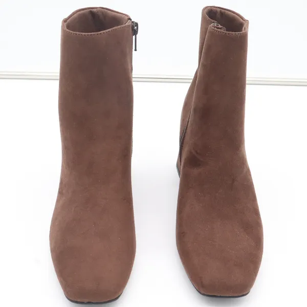 Old Navy Mod Bootie Brown Faux Suede Square Toe Block Heel Ankle Boots 8 - Image 3