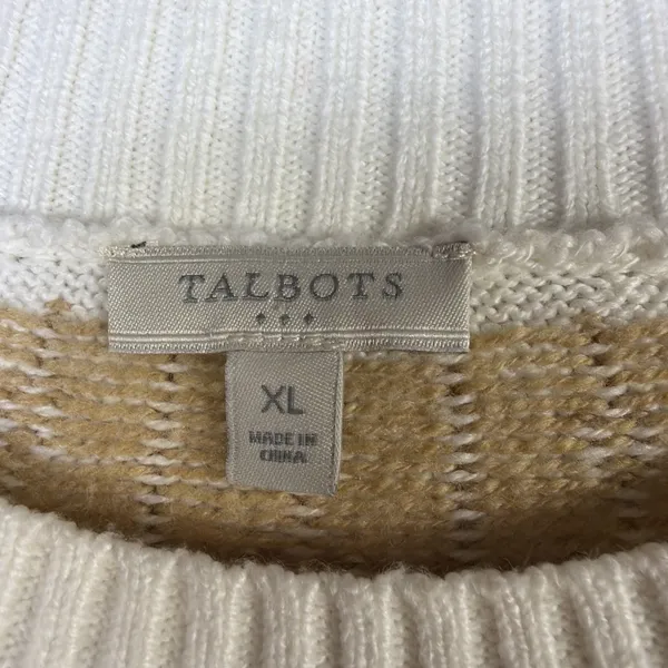 Talbots Sweater Ivory gold Women’s XL Fair Isle Nordic Pullover retro cabincore - Image 6