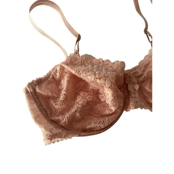 Victoria's Secret 36D Pink Sheer Lace Full Coverage Unlined Bra 2009 - No Wire - Image 3