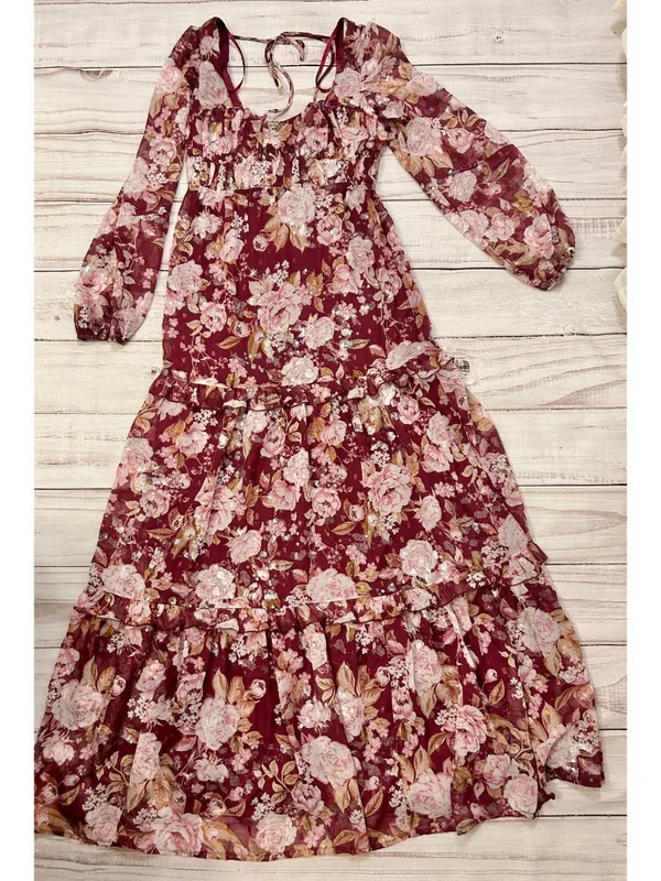 Altar'd State Sailor Floral Maxi Dress in Burgundy Size S NWT - Image 6