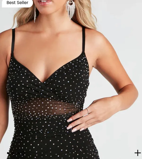 Windsor Mesh Black Rhinestone Dress - Image 3