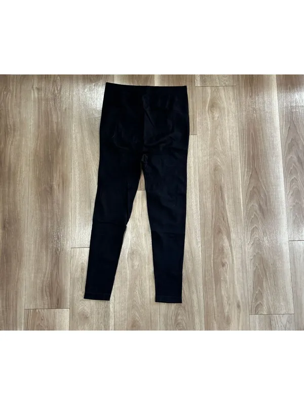 Black Maternity Pregnancy Leggings Over-Belly Support - Image 3