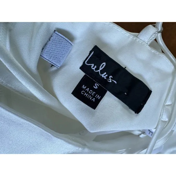 Lulus Luxe Reputation White Satin Sleeveless Cowl Neck Mini Dress Small - Image 7