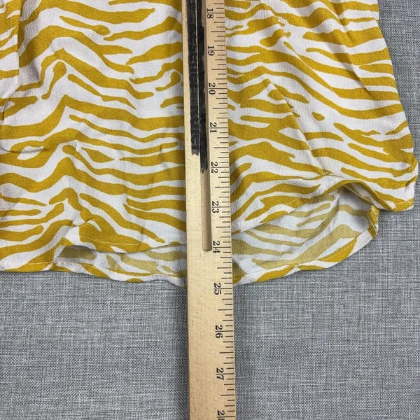 Maeve By Anthropologie Tunic Blouse Womens M Yellow Animal Print V-Neck Dolman - Image 5