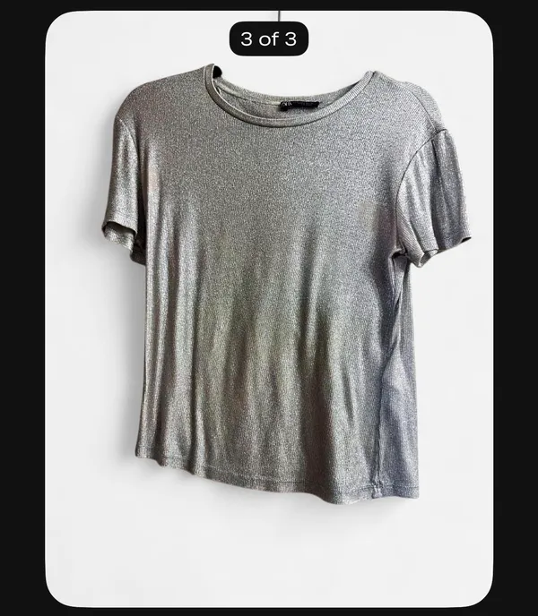 ZARA Silver Sparkly Top Small  - Image 4