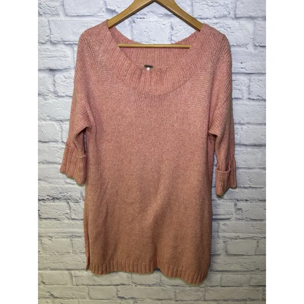 Free People Orange Pink Oversized Dolman Sweater Chunky Knit Top XS - Image 4