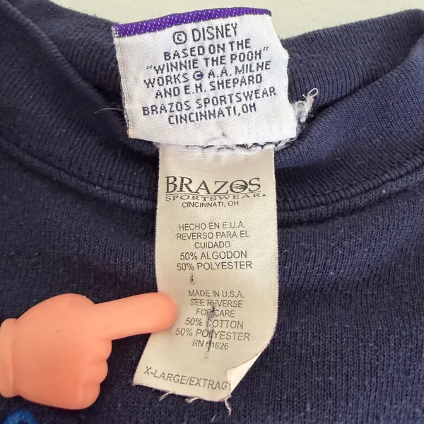 Vintage Disney Winnie the Pooh Sweatshirt XL Navy‎ Blue Brazos Sportswear USA - Image 5